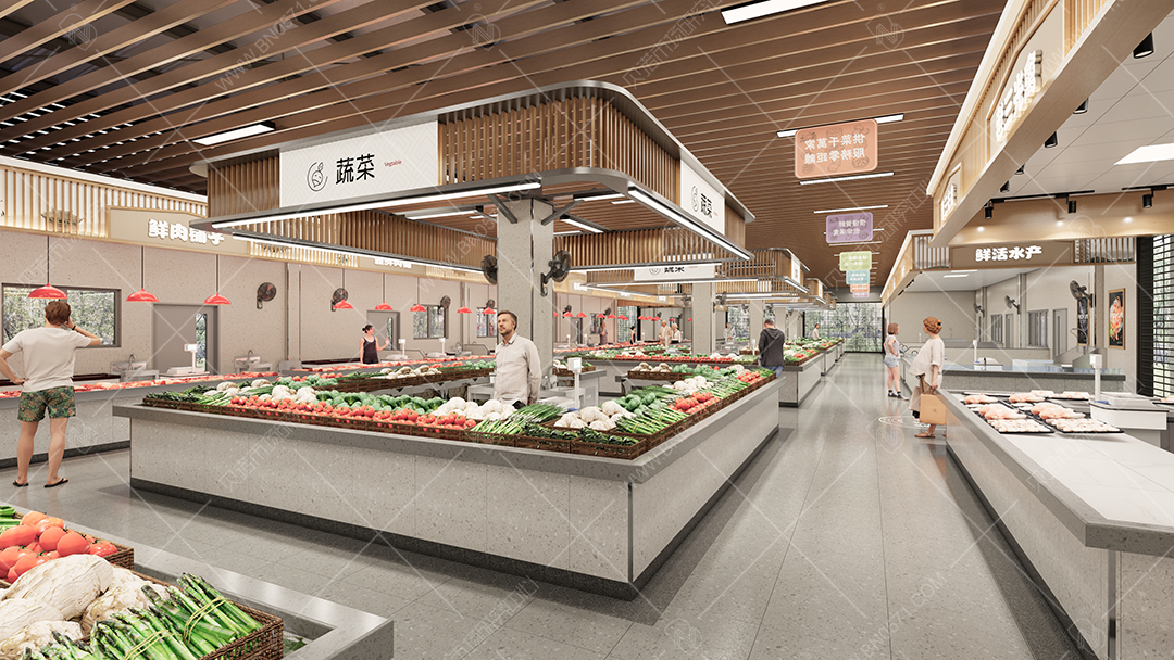 農貿市場設計效果圖案例(7)